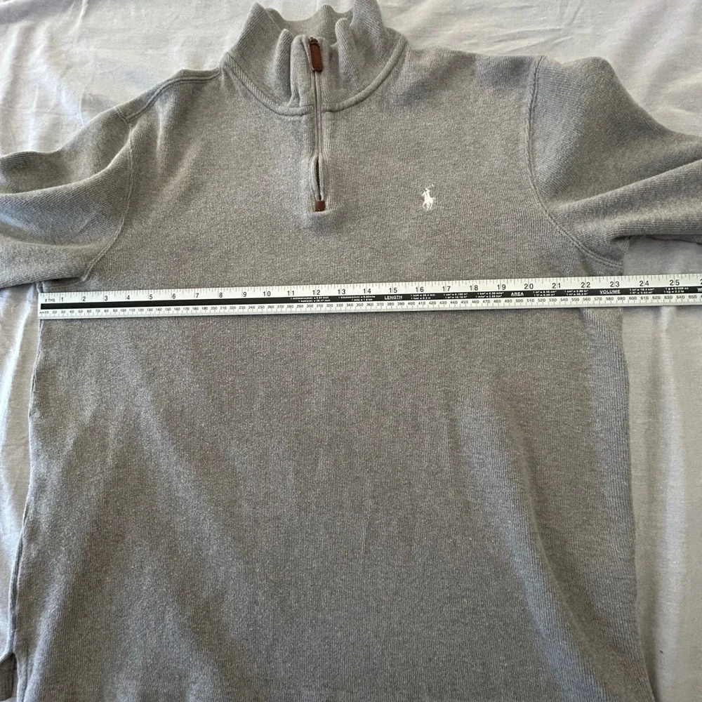 Polo Ralph Lauren Men's‎ 1/4 Zip Pullover Sweater Gray 100% Cotton Size Large